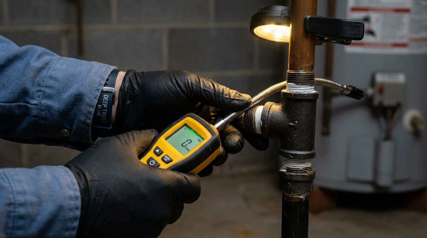 Gas leak detection with electronic sniffer by Johns Plumbing LLC in West Valley City