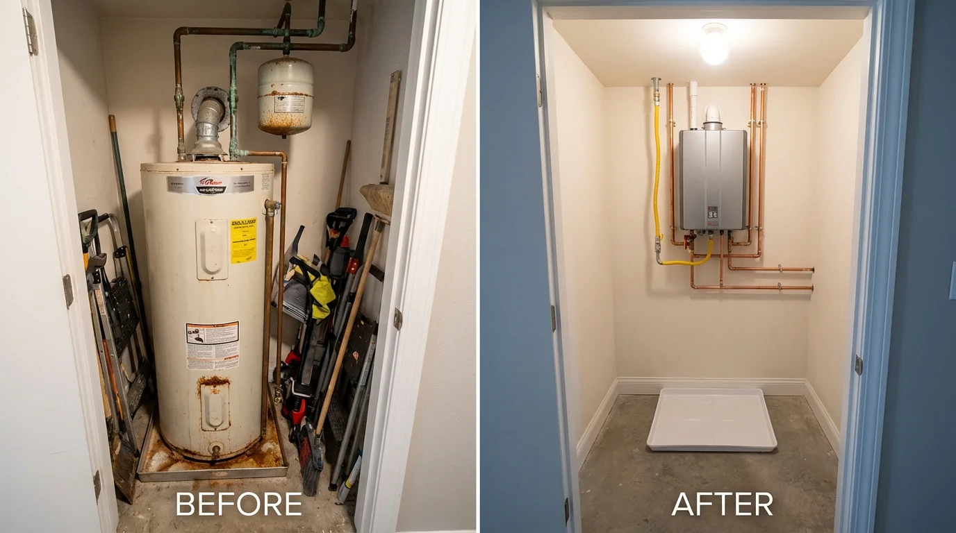 Tank water heater versus wall-mounted tankless unit comparison for West Valley City, UT homeowners