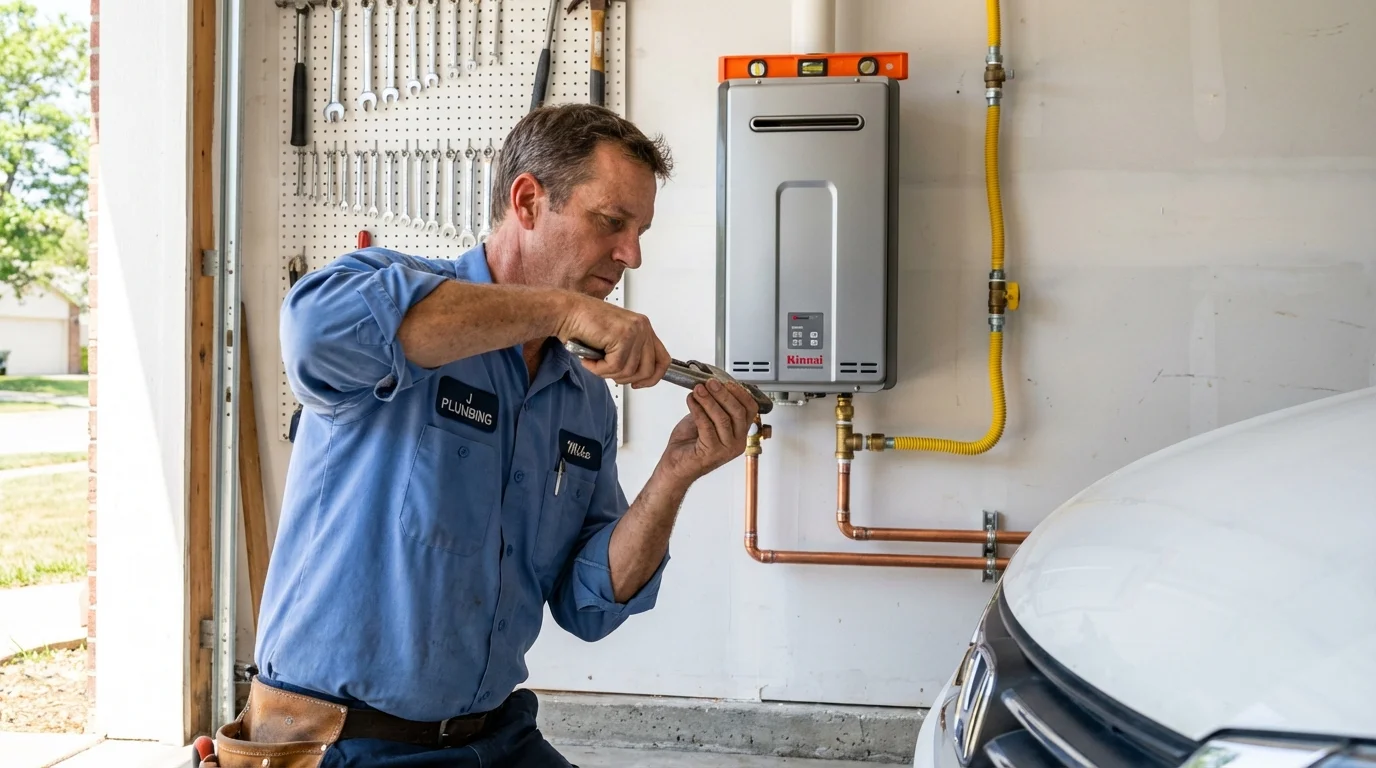 Tankless water heater installation by a Johns Plumbing LLC plumber in West Valley City