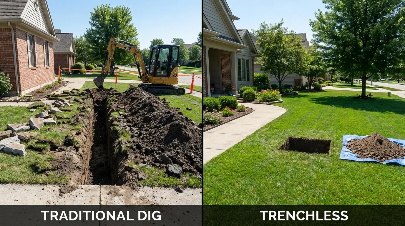 Trenchless sewer repair with minimal yard damage versus traditional excavation in West Valley City, UT